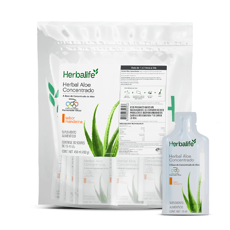 Herbalife Aloe Concentrado Mandarina 30 porciones individuales SKU 442K