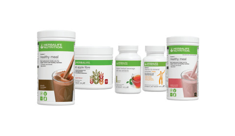 Herbalife Basic Daily Nutrition Bundle including Formula 1 Shakes, Oat Apple Fibre Drink, Formula 2 Multivitamin and Original Herbal Tea