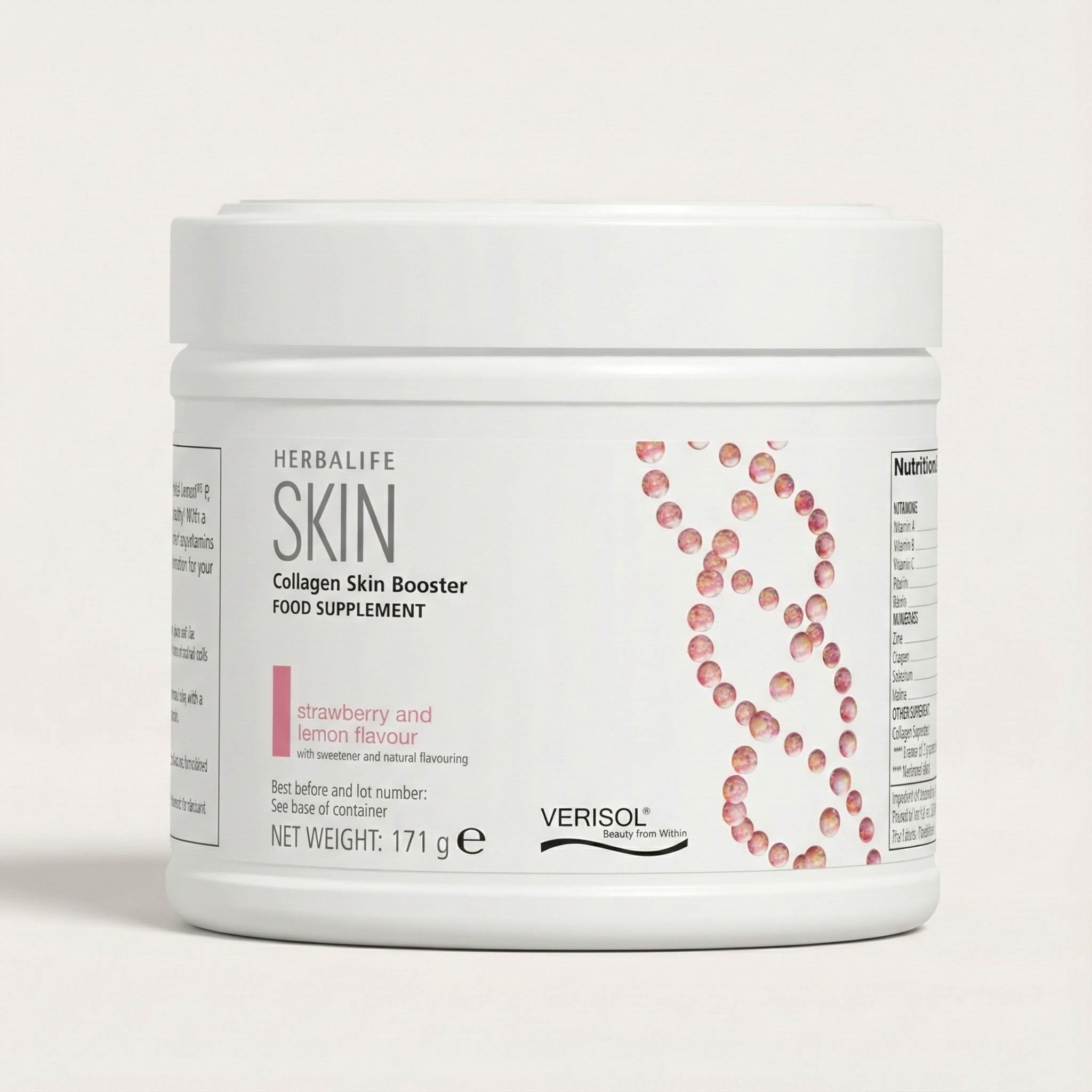 Herbalife Collagen Skin Booster strawberry and lemon flavour 171g powdered food supplement