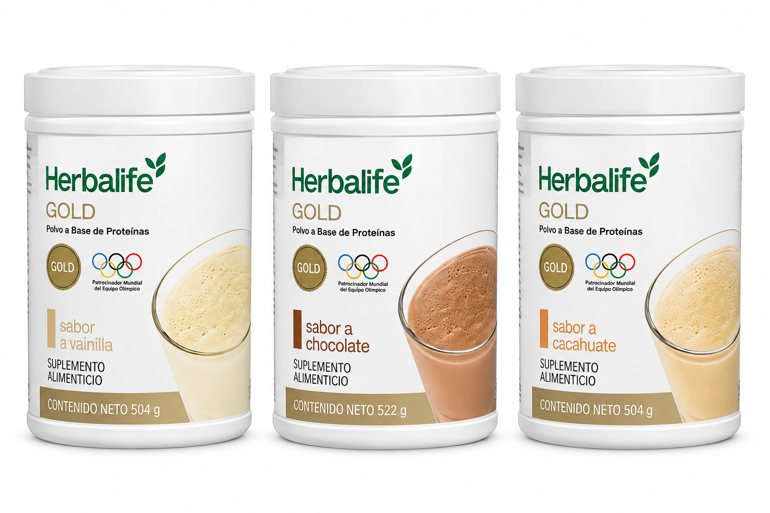 Herbalife GOLD proteína en polvo Vainilla Chocolate y Cacahuate