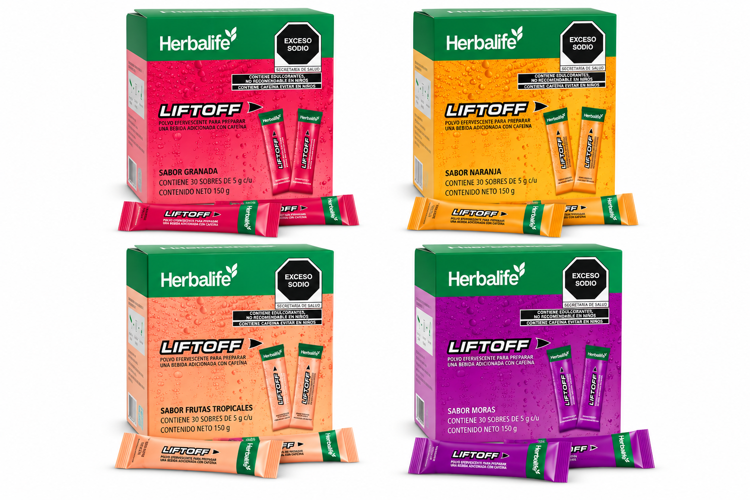 Herbalife LiftOff 150 g Granada Naranja Frutas Tropicales y Moras