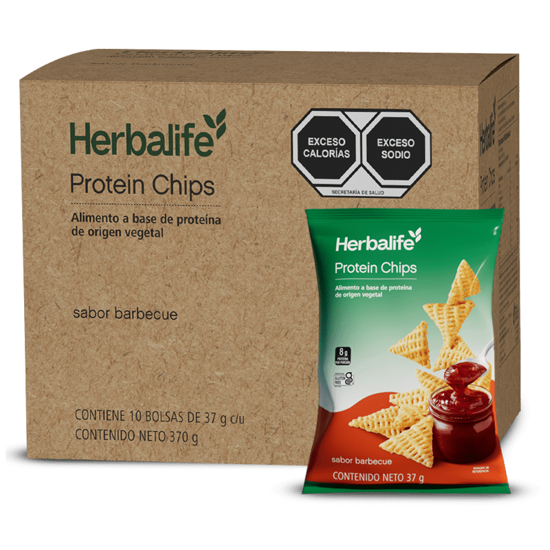 Herbalife Protein Chips Barbecue caja con 10 bolsas de 37 g