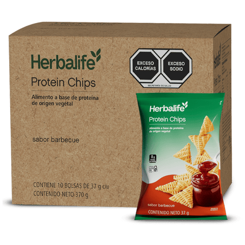Herbalife Protein Chips Barbecue caja con 10 bolsas de 37 g