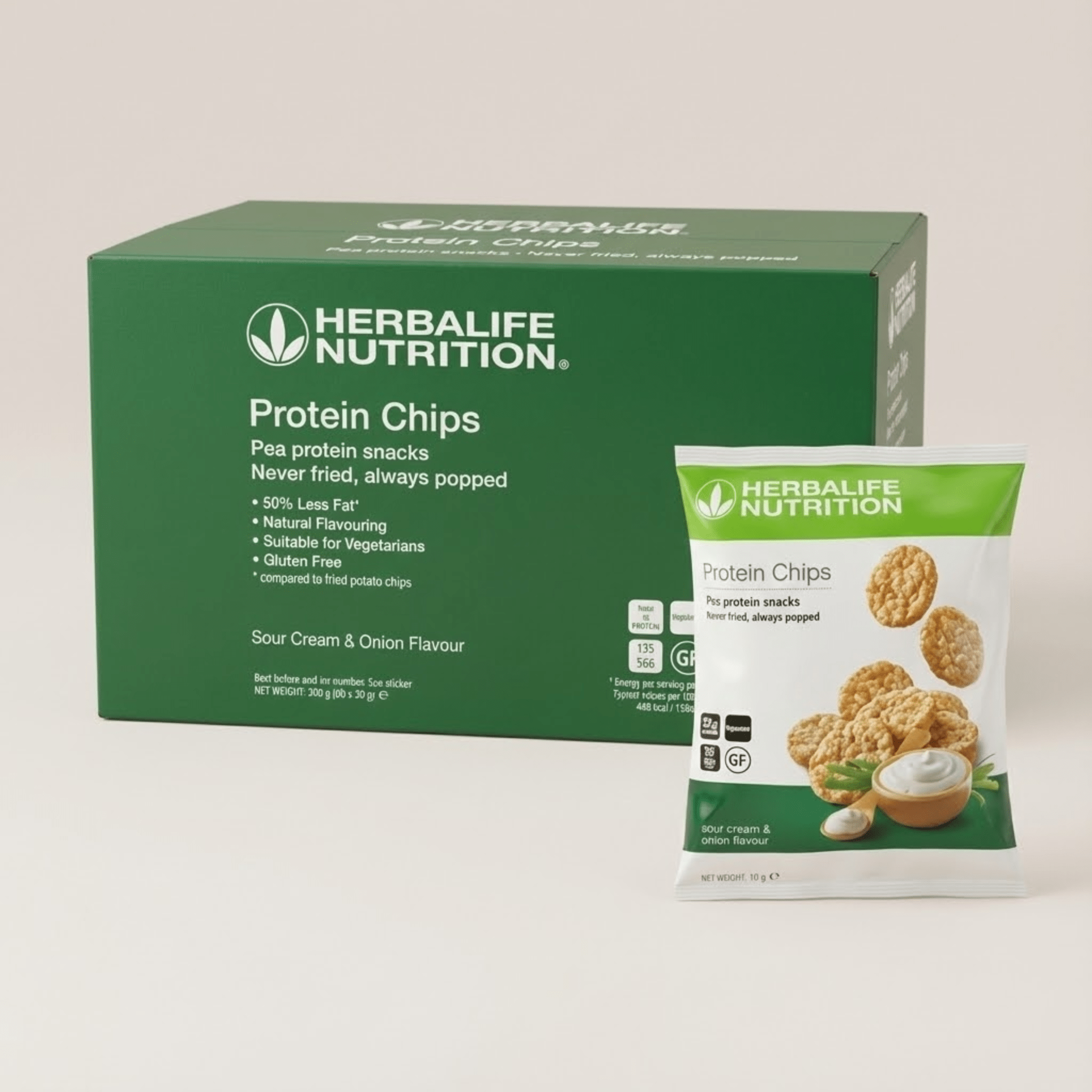Herbalife Protein Chips Sour & Onion 10 x 30g high protein popped snack