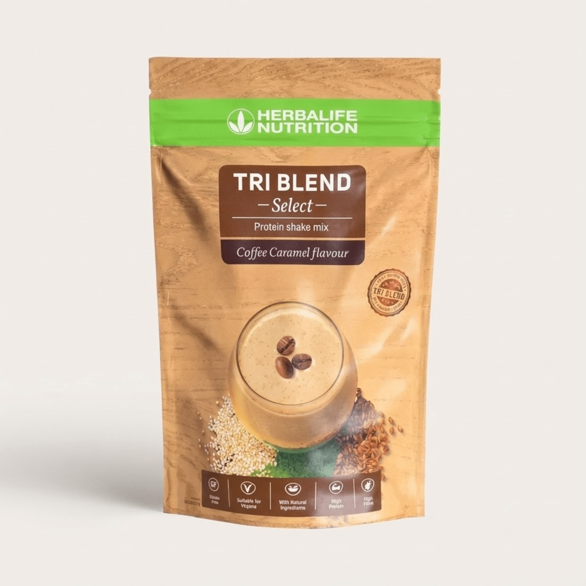 Herbalife Tri Blend Select Coffee Caramel plant protein shake 600g